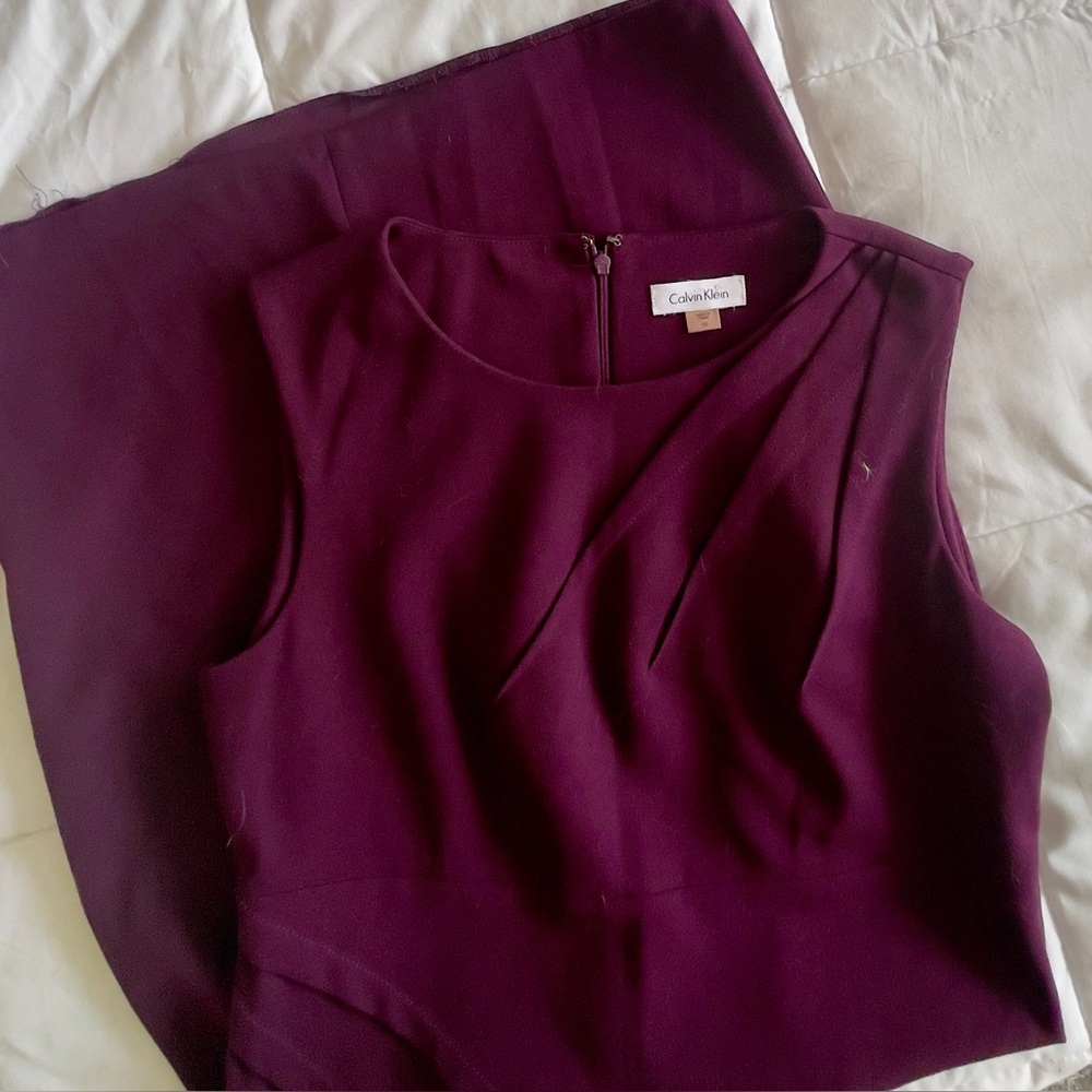 Calvin Klein Plum Sheath Midi Dress Office - Picture 3 of 3